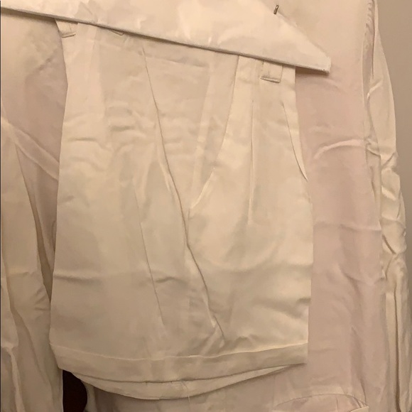 Vintage 80s White Rayon Suit Jacket Shorts - Picture 3 of 6